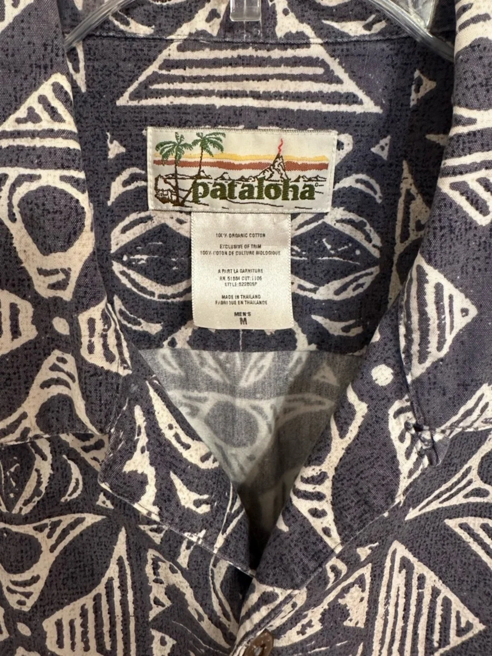 Vtg Patagonia Pataloha Blue Grey Cream Hawaiian Camp Shirt Organic Cotton Luau - Picture 4 of 13